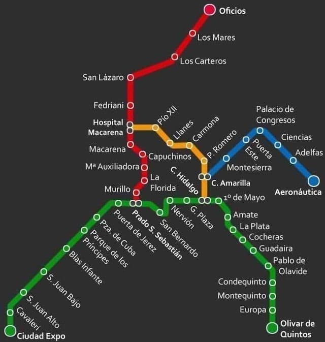 塞维利亚地铁站地图