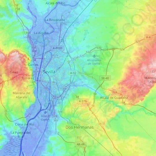 塞维利亚高程图